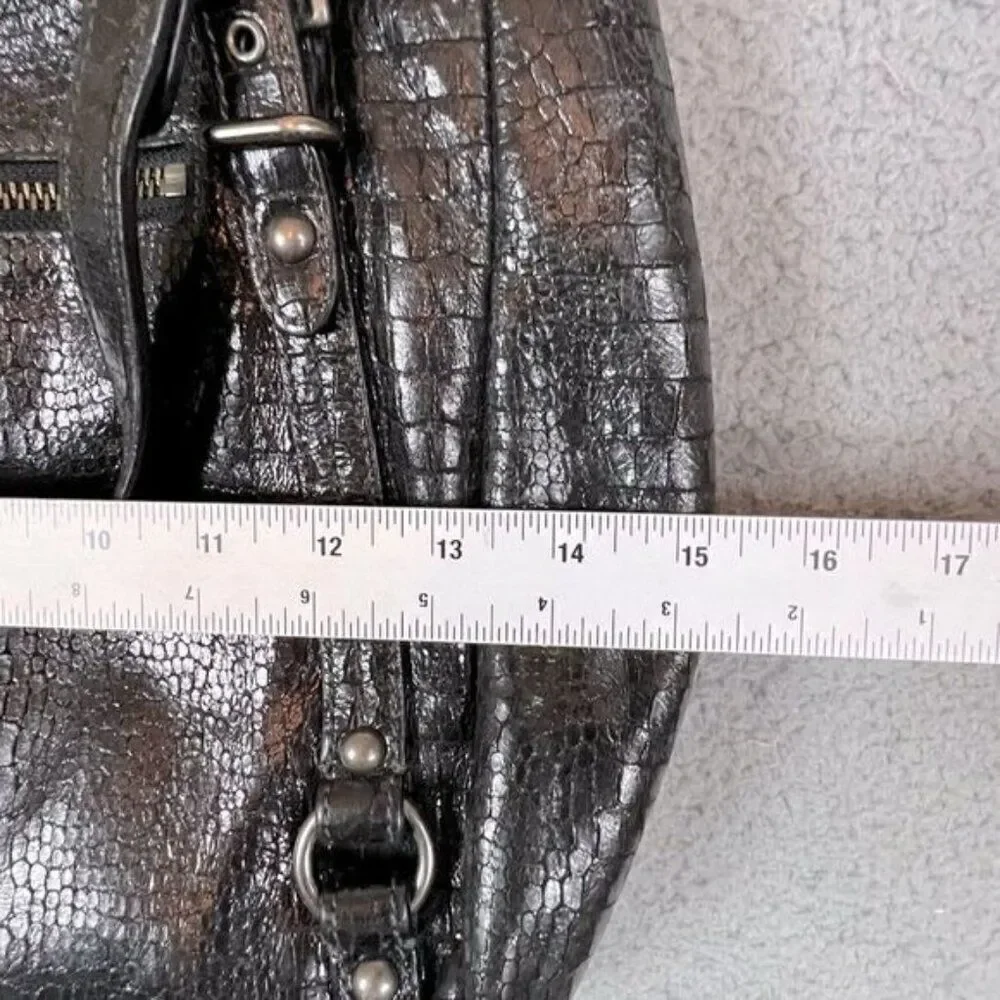 COACH 15384 CROCODILE EMBOSSED MADISON STYLE BLACK LEATHER TOTE BAG CARRYALL